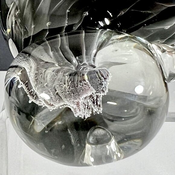 FM‎ Ronneby Konstglas Art Glass Bird Paperweight Fumato Glass Sweden - Picture 11 of 12